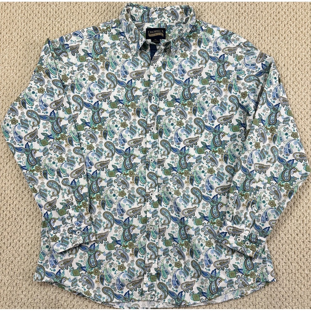 Cremieux Shirt Mens XL Multi Color Paisley Long Sleeve Button Up Western Casual